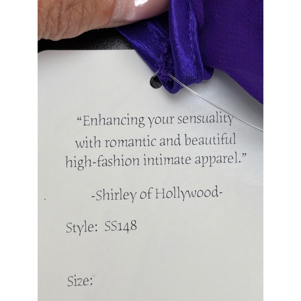 Shirley of Hollywood Purple Sheer Chemise & Thong Panty Size Small - Picture 8 of 10
